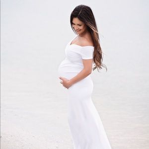 Long white maternity dress
